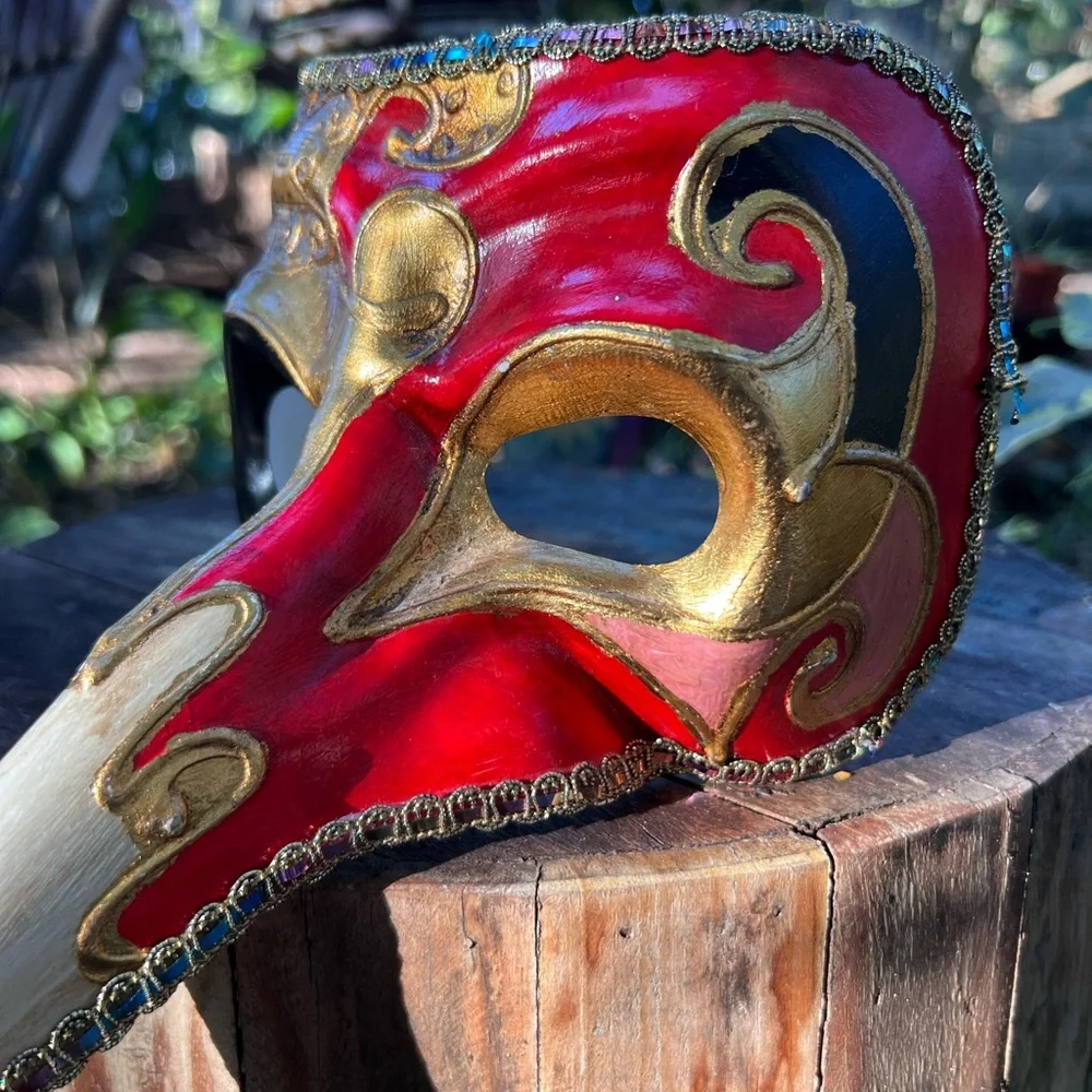 Like New! Red and Gold Venetian Mask
